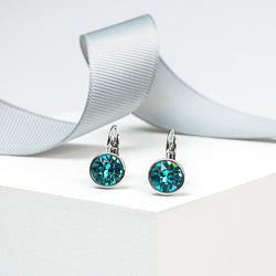 Light Turquoise Crystal Leverback Earrings