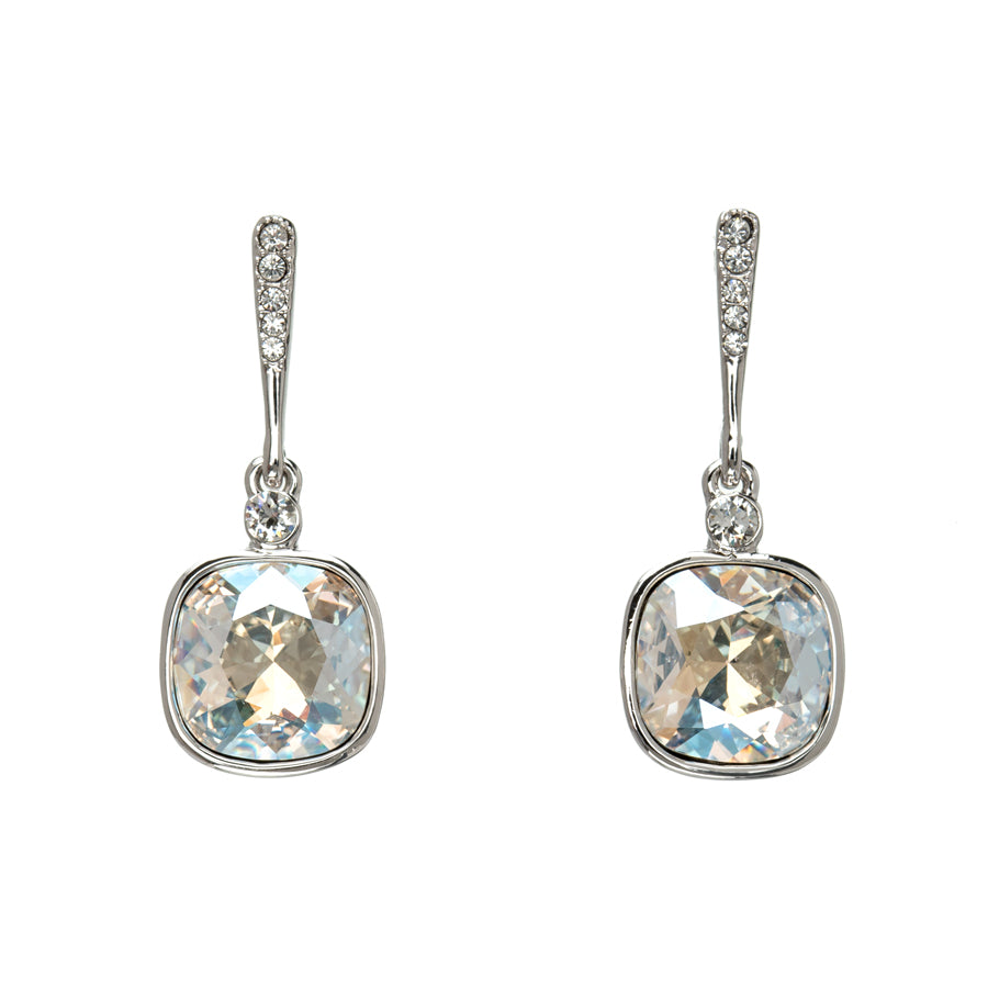 Cushion Cut Crystal Drop Earrings