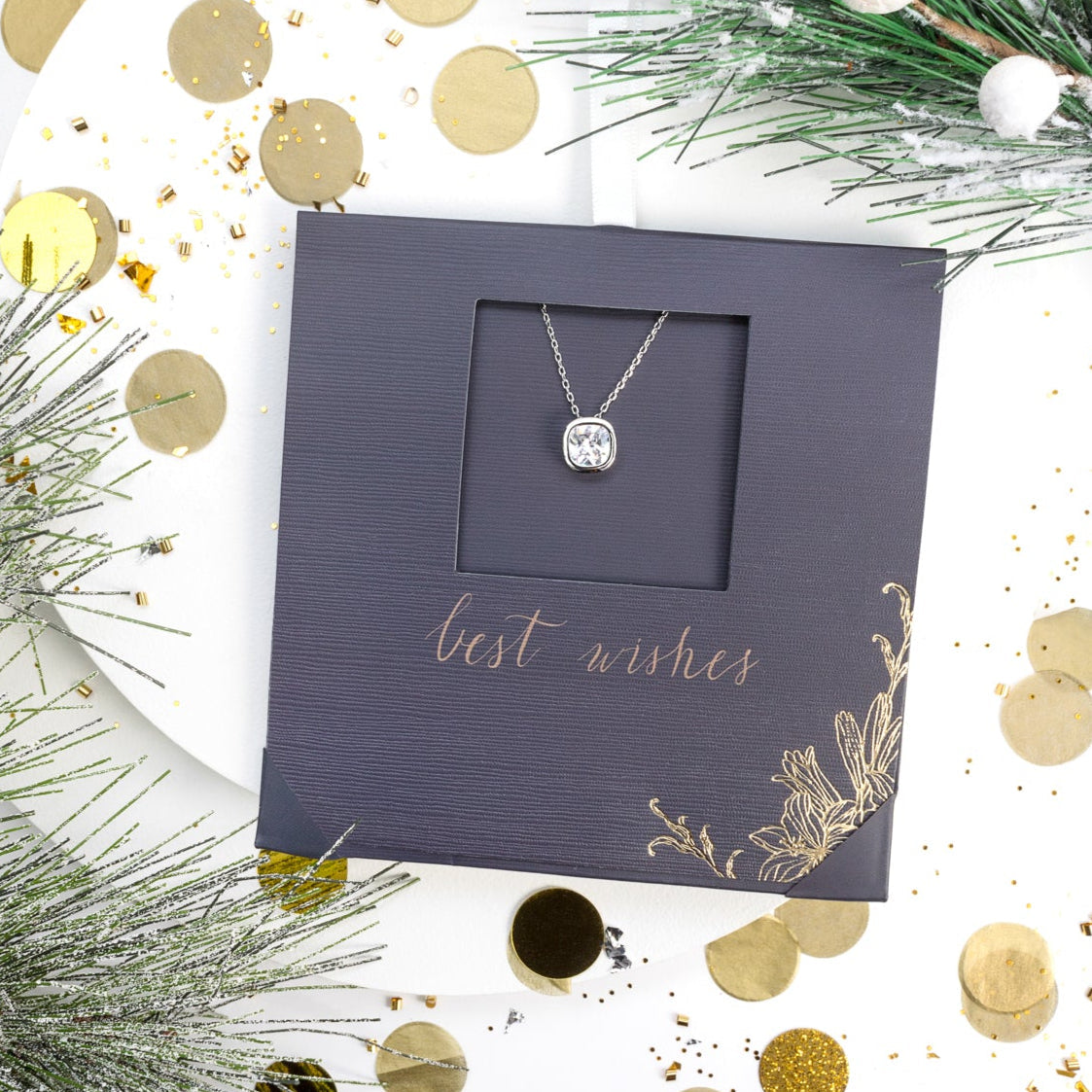 Solitaire necklace with sparkling CZ pendant, stainless steel chain, gift-ready design by callura