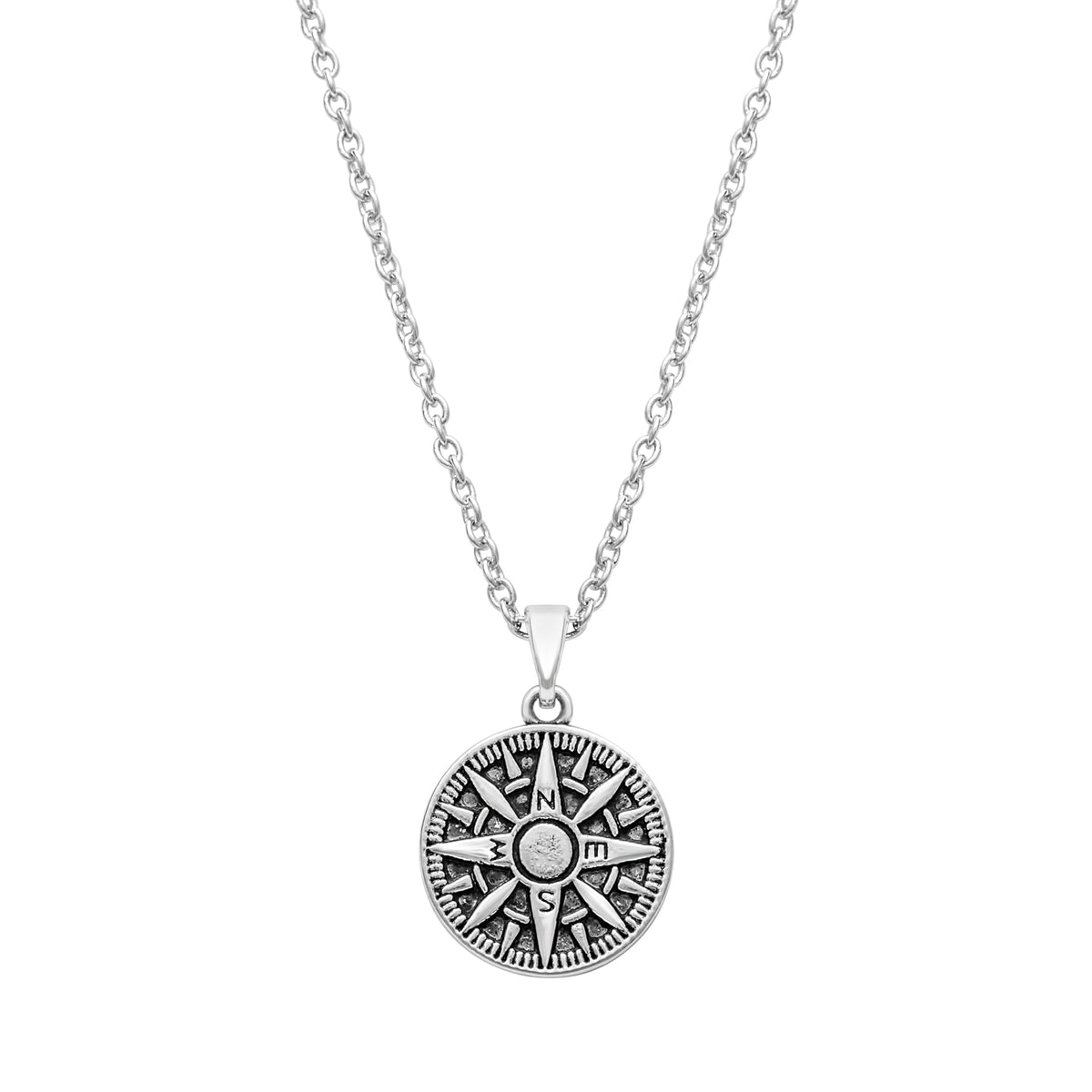 Compass necklace with rhodium plated stainless steel, meaningful design, gift-ready by callura