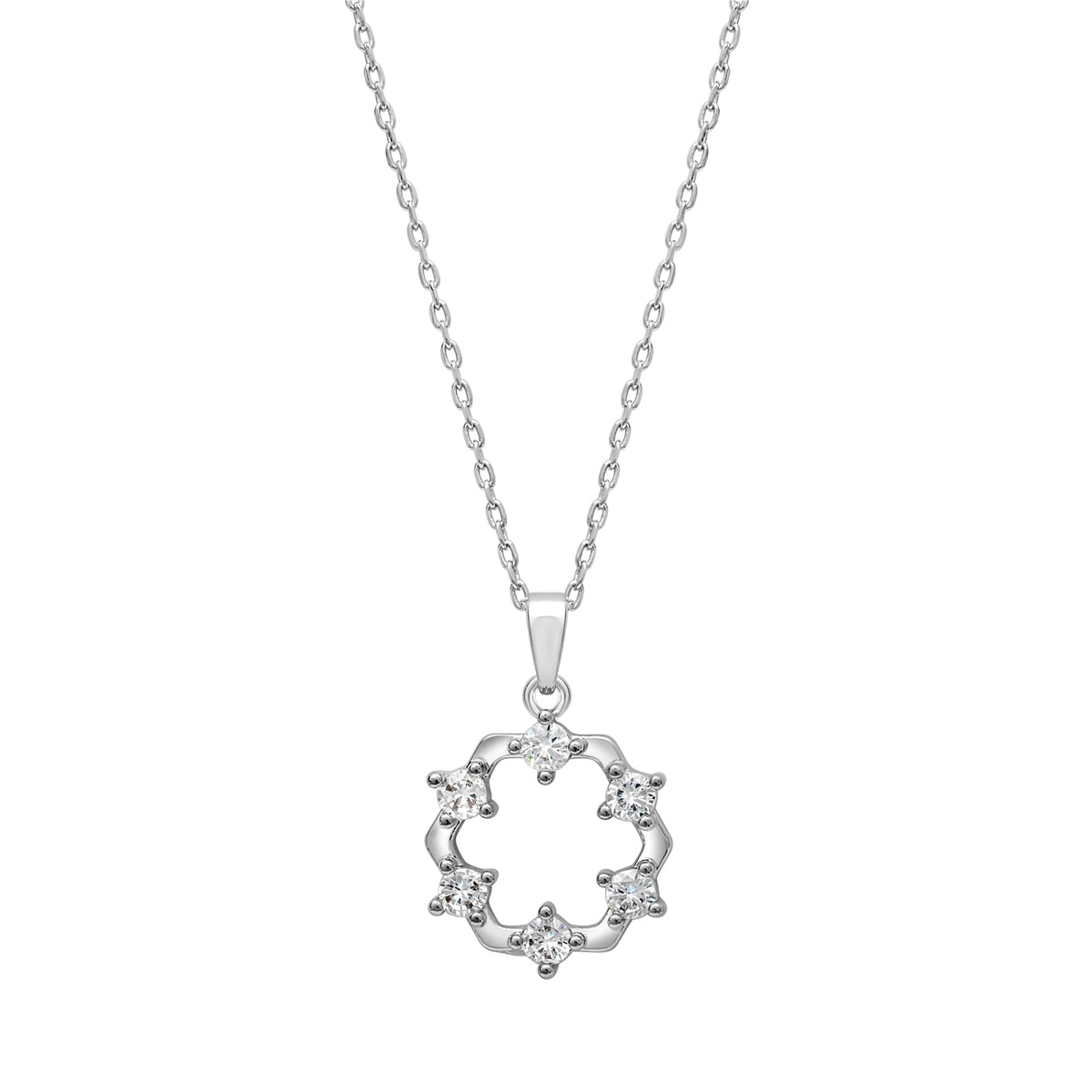 Wreath necklace with sparkling CZ pendant, stainless steel chain, gift-ready design by callura
