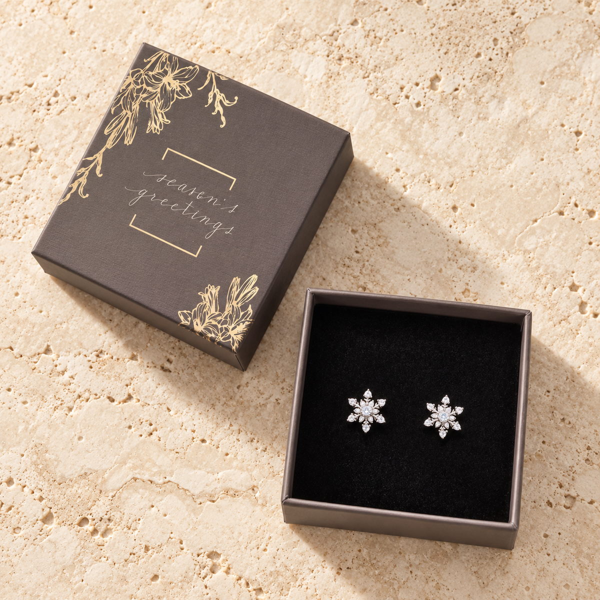 callura crystal snowflake stud earrings with clear cubic zirconia
