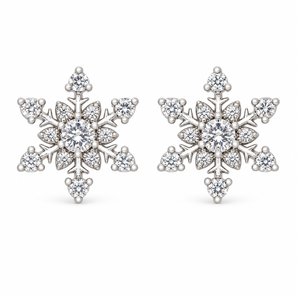 callura crystal snowflake stud earrings with clear cubic zirconia