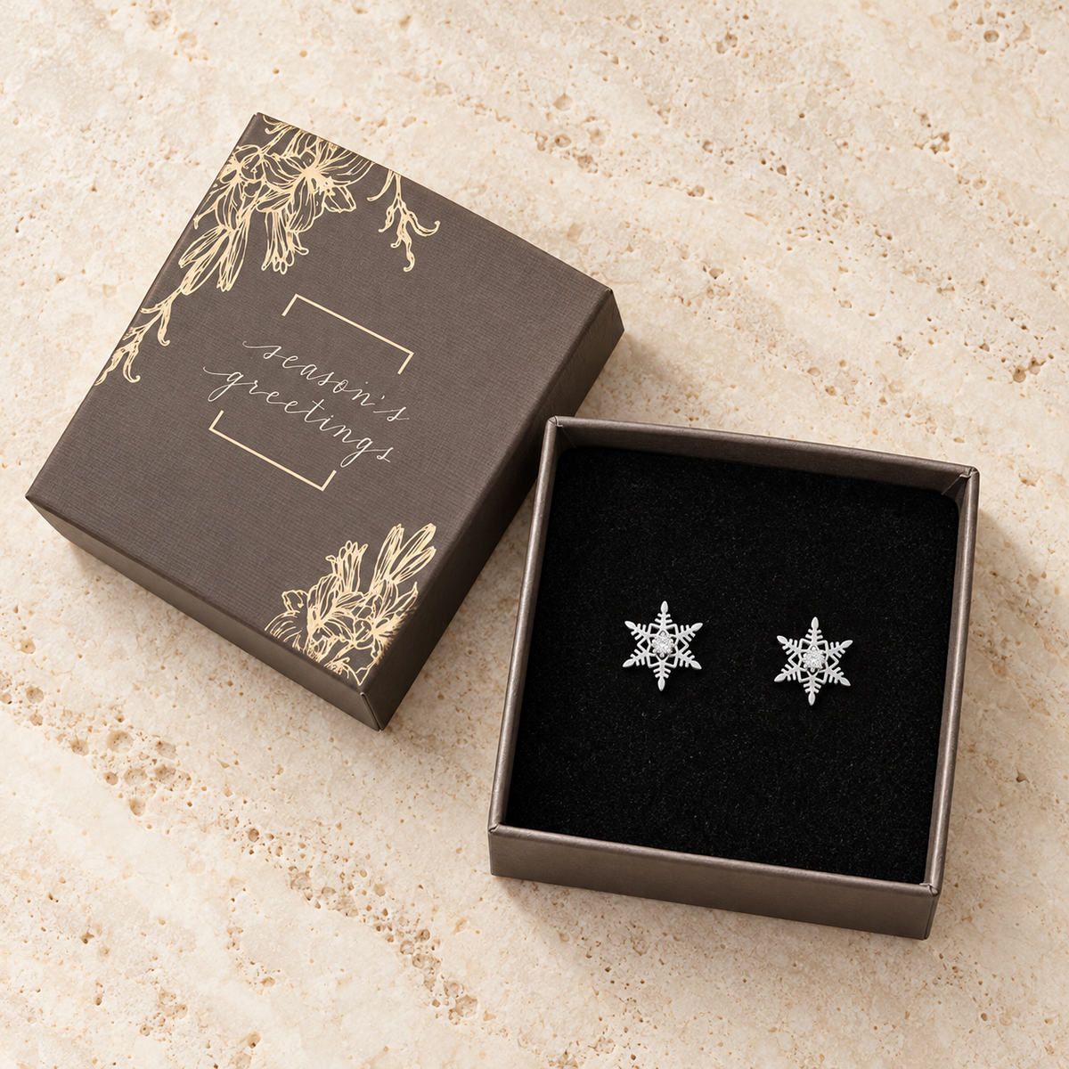Snowflake Stud Earrings Gift Box-thumbmail-4