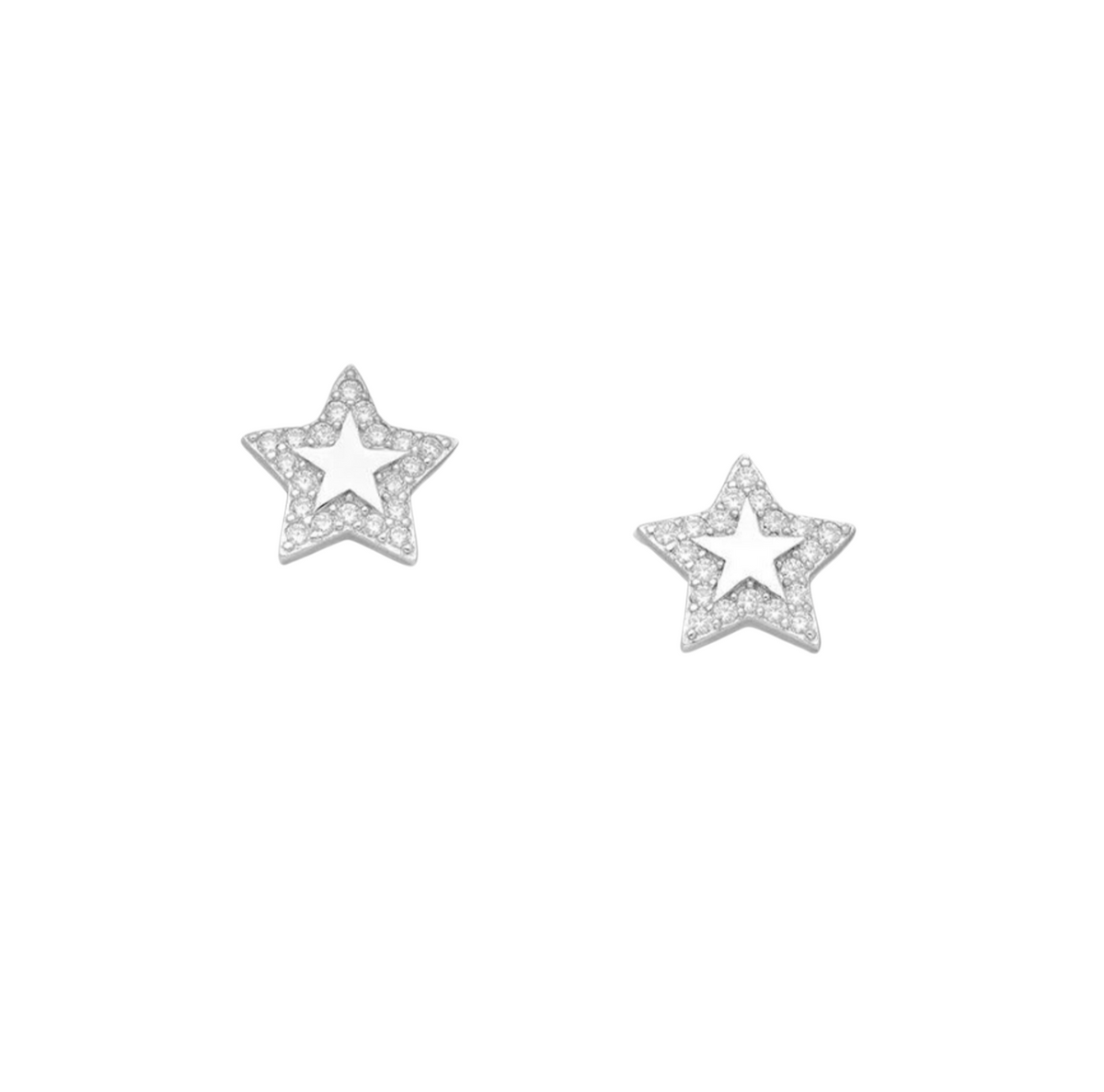 Close-up of callura open star-shaped stud earrings
