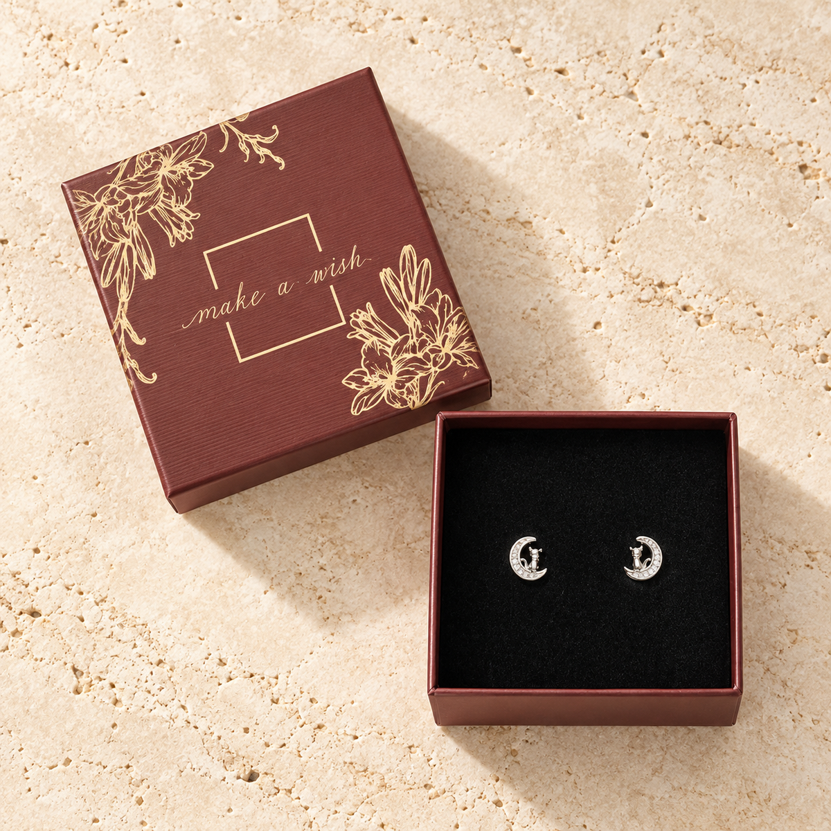 Cat on the Moon Stud Earrings Gift Box-thumbmail-3