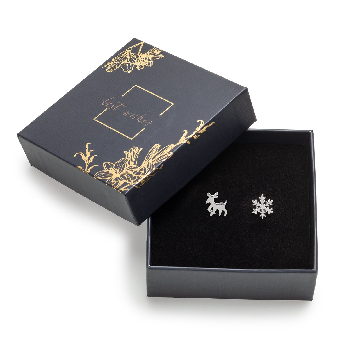 callura deer & snowflake stud earrings
