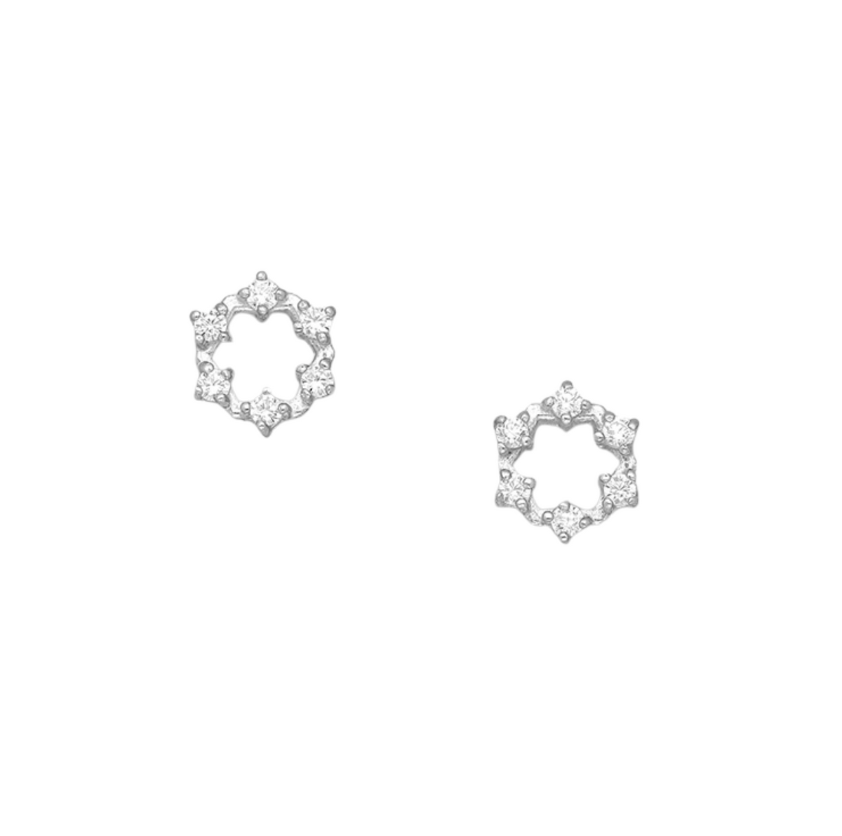Close-up of callura open wreath-shaped stud earrings