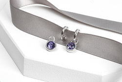 Purple Crystal Two in One Earring: Removable Charm & Hoop