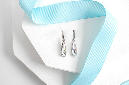 Clear Teardrop Crystal Drop Earrings