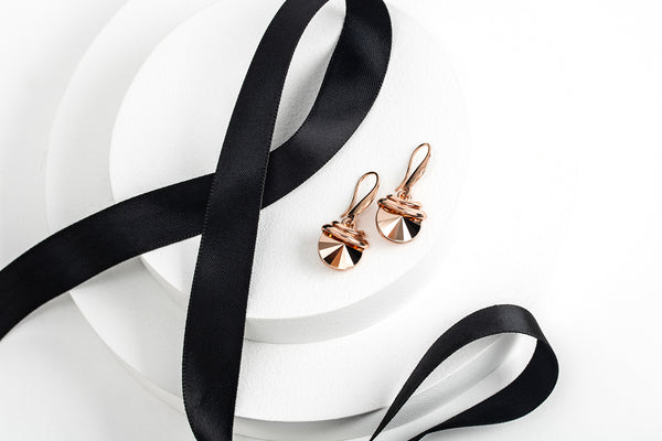 Double Rose Gold Spring Drop Earrings