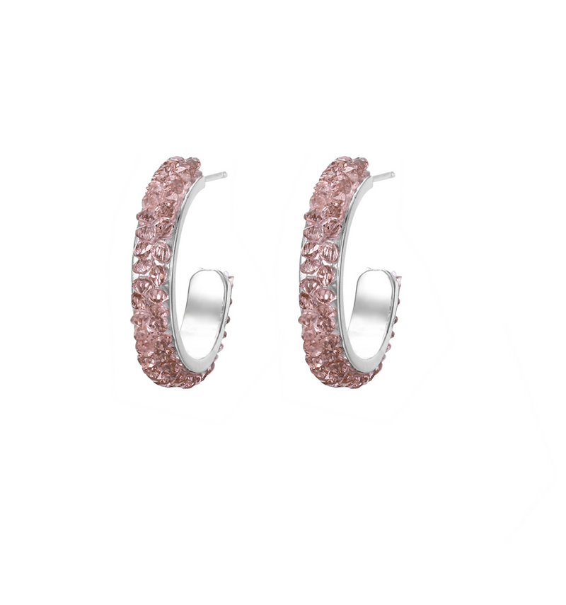 Crystal Encrusted Hoop Earrings