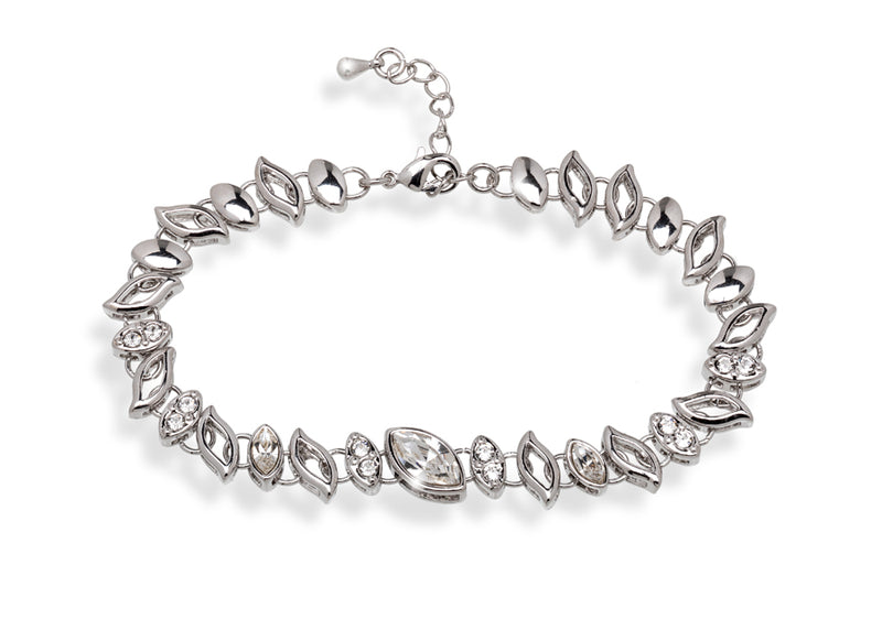 Silvertone Crystal Foliage Bracelet