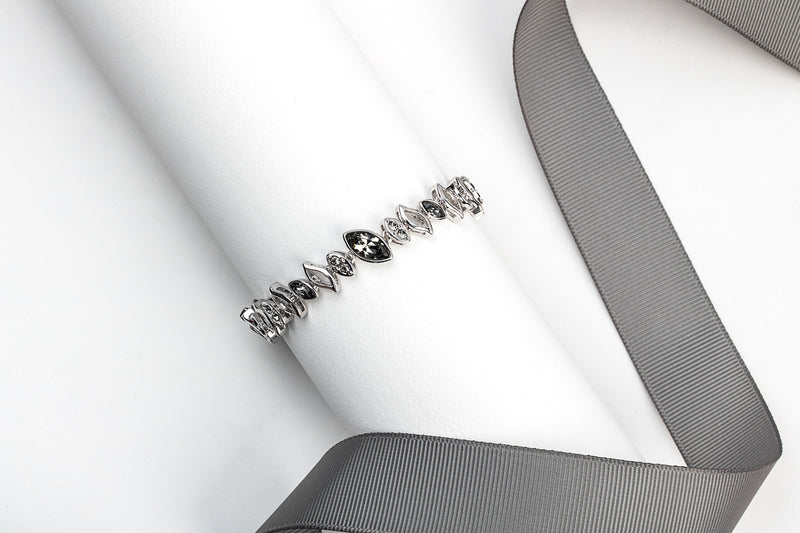 Silvertone Crystal Foliage Bracelet