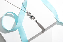 Clear Dual Crystal Tassel Pendant Drop Necklace