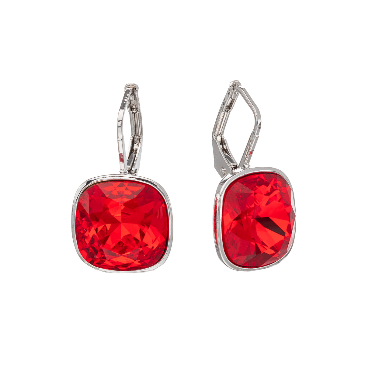 Cushion Cut Crystal Leverback Earrings