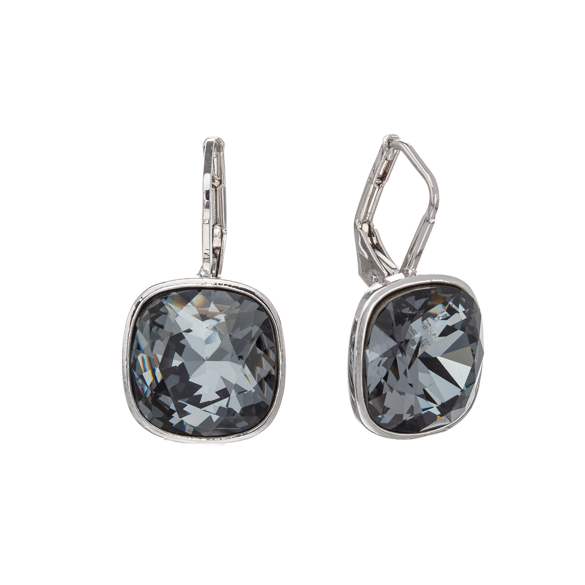 Cushion Cut Crystal Leverback Earrings