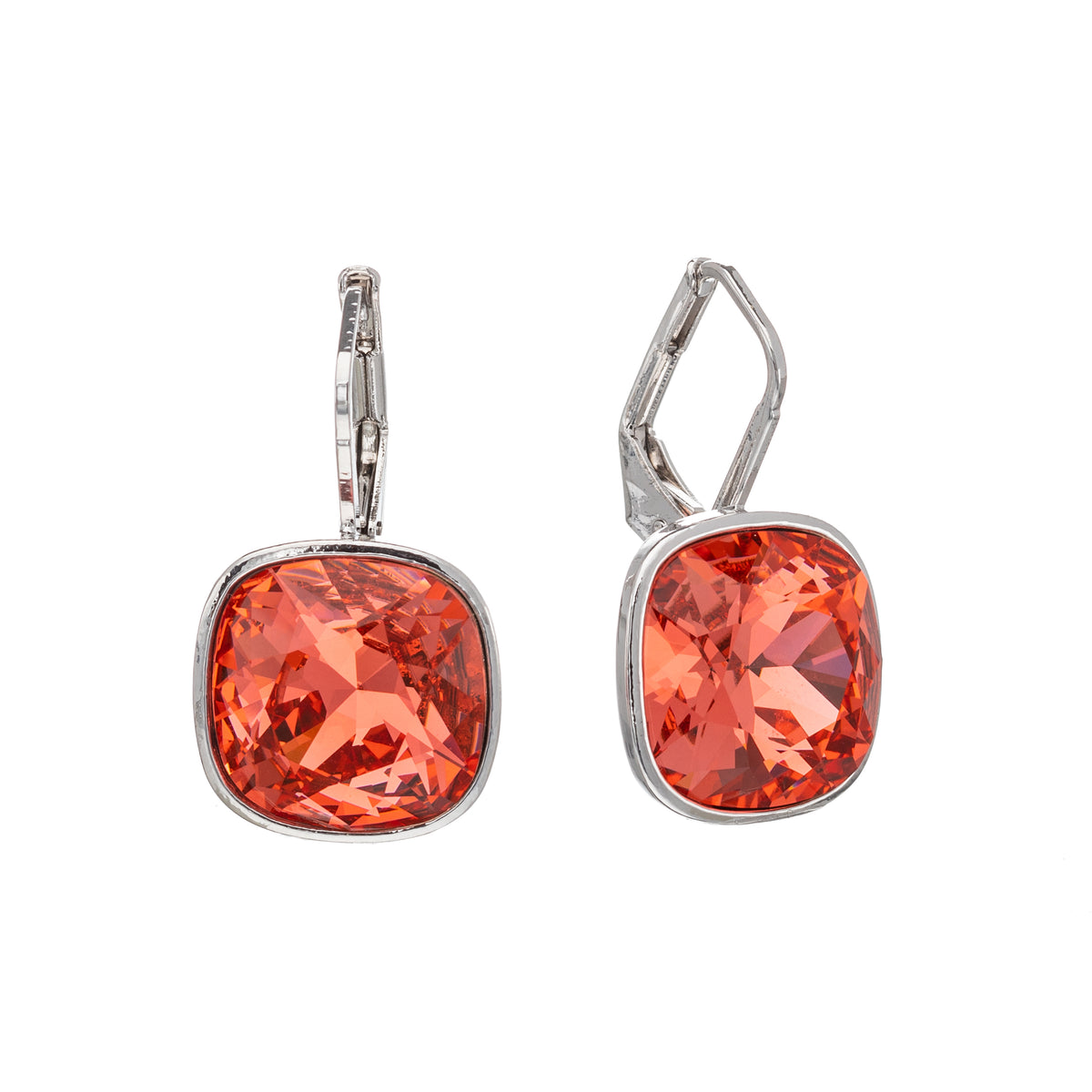 Cushion Cut Crystal Leverback Earrings