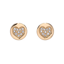 Goldtone & Crystal Pave Heart Stud Earrings