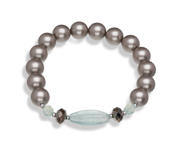 Pearl & Phrenite Crystal Bracelet