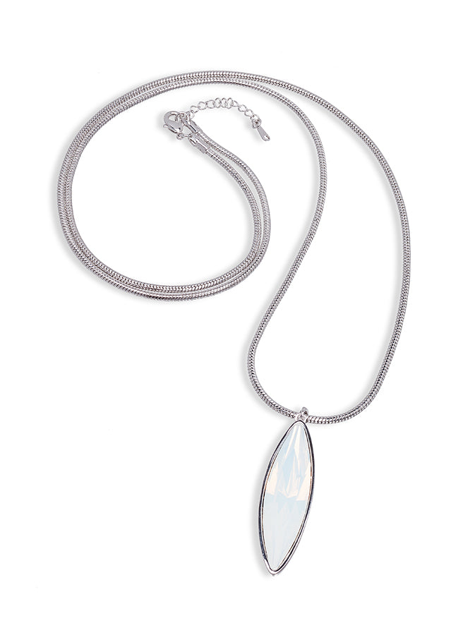Silvertone Cat Eye Crystal Long Necklace