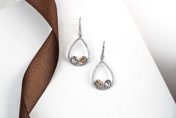 Clear & Champagne Open Teardrop Crystal Earrings